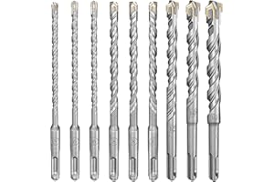 WESKIFAN Punte Trapano Set di 9 Pezzi SDS-Plus 5, 6, 6, 8, 8, 10, 12, 14, 16 x 160 mm Trapano a Percussione Adatto per Cemento Mattoni Plastica Legno