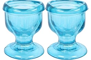 WHOLELIFEOBJECTS Gobelet de lavage oculaire en verre avec design technique pour s'adapter aux yeux pour un nettoyage efficace des yeux – Bord en forme d'œil, ajustement parfait Lot de 2 (bleu ciel)