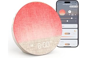 ‎DREAMEGG Dreamegg Tageslichtwecker, Lichtwecker mit App-Steuerung, 34 Beruhigende Klänge & 12 Lichtmodi, Mehrfach-Alarme frei Einstellbar, Sunrise Alarm Clock für Erwachsene & Babys, Schlafzimmer & Geschenk