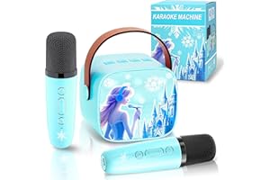 GirliGlee Microfono Frozen per Bambina,Microfono Karaoke,Mini Cassa Bluetooth con 2 Microfoni Wireless Karaoke,Frozen Giochi Bambine 3 4 5 6 7 8 9 anni,Canta tu Karaoke per Bambini