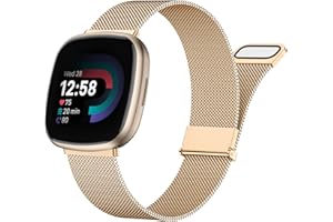Faliogo Metal Strap Compatible with Fitbit Versa 3 Strap/Fitbit Sense Strap/Fitbit Sense 2 Strap/Fitbit Versa 4 Strap for Women Men, Stainless Steel Strap for Versa 4/Versa 3/Sense 2/Sense