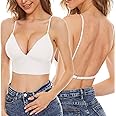 Low Back Bras Wirefree Deep V Plunge Multiway Convertible Spaghetti Strap Backless Bras for Women