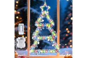 Qoosea Weihnachtslichterkette Fenster Lichterkette, 75CM LED Weihnachtsbaum Lichterkette Innen 8 Modi, Wasserdicht Weihnachtsbeleuchtung für Weihnachtsbaum, Balkon, Garten, Außen Weihnachtsdeko