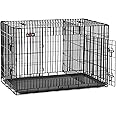 Feandrea Zware Hondenkooi, 122 X 74,5 80,5 Cm, Voor Grote En Middelgrote Honden Dubbele Deur Eenvoudige Reiniging Hondenpark Xxl Zwart Ppd003b01 651922531
