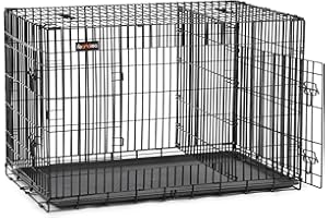 FEANDREA Cage pour Chien, avec 2 Portes, 122 x 74,5 x 80,5 cm, Noir PPD48BK