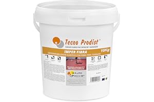 Tecno Prodist IMPER FIBRA (10 Kg, BLANCO) Pintura Terrazas Impermeabilizante y elástica con Fibras Incorporadas - Gran cubrición - (A Rodillo o brocha, disponible en color rojo o blanco)