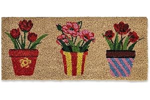 CASATESSILE CASA TESSILE Zerbino Mini in Cocco cm 23X53 Duplo Piccolo Zerbino Scalino Antiscivolo - Dis. VASI