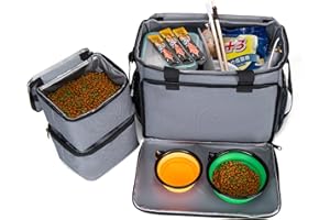 wakytu Hunde-Reisetasche von Fluggesellschaften Zugelassene Tragetasche für Hunde Speichert All Ihr Hundezubehör Inklusive Haustier-Reisetasche, Lebensmittelbehälter und Faltbarem Napf Ferfektes