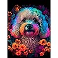 NAIMOER Diamond Painting Kits for Adults, Dog Diamond Art Kits Full Drill 5D Animal Diamond Painting Art, Flowers Diamond Dots Art and Crafts for Gift Home Wall Decor 30x40cm