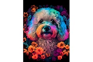 NAIMOER Diamond Painting Kits for Adults, Dog Diamond Art Kits Full Drill 5D Animal Diamond Painting Art, Flowers Diamond Dots Art and Crafts for Gift Home Wall Decor 30x40cm