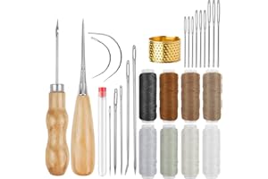 Sinofort Set da Cucito in Pelle，27 Pezzi kit Cucito Professionale,Attrezzi per Oucire il Cuoio,Strumento per Cucire in Pelle con Filo Cerato per Cuoio Ago per Cucire,per cucire il Cuoio,kit Ago e Filo