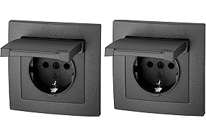 ADAKAT 2er Pack, Unterputz Steckdose IP44, Steckklemme, All-in-One, Serie ET-1 anthrazit