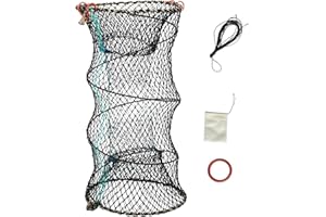 HNJKJEU Reuse Fischernetz Köderfischreuse Angelnetz Faltbare Köderfischreuse für Fisch, Garnelen, Krabbe, Aalre, Runden Fischernetz