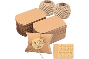 ‎G2PLUS 100 Stück Hochzeit Gastgeschenk Katonage Box Pralinenschachtel Geschenkboxen Geschenkverpackung Tüten, 60M Bastelschnur mit 120 Stück Aufkleber für Hochzeit