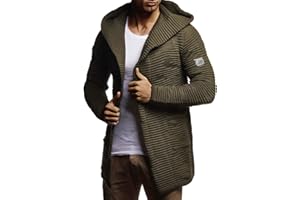 Leif Nelson Giacca Uomo in Maglia con Cappuccio Cardigan LN-5715