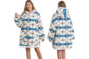 TOUVE Sweat à Capuche Surdimensionné Épaississant, Sweat Plaid Polaire Chaude Sherpa Couverture avec Manches Et Poche, Pull Plaid Homme Femme Adapté aux Adultes, Hommes, Femmes, Adolescents