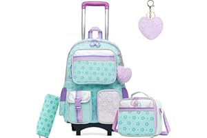 HTgroce Rolling Binder Girl Rolling Bag Rolling Binder Girl Primary Rolling Backpack Rolling Binder Girl Kindergarten Rolling Binder Girl.