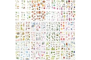 JENICH 72 Blatt Scrapbooking Aufkleber Sticker Blätter Blumen Tiere Stickerbögen aufkleber Sticker für Scrapbooking Fotoalbum Kalender Bullet Journal Tagebuch Notizbuch DIY Deko Stickerbuch Stickeralbum