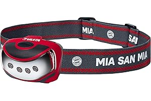 VARTA linterna frontal del FC Bayern München incl. 3 x pilas AAA, luz frontal e x tre mudamente ligera, 4 x ledes de 5 mm para un brillo óptimo
