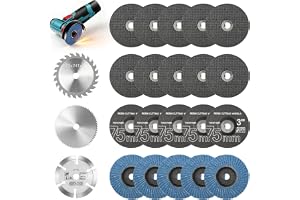 Set med 23 kapskivor och skiljeskivor 75 mm för mini | Tillbehör för vinkelslip, cirkelsågblad, borrdiameter Ø 10 mm, skivor för slipning, polering, metallskärning
