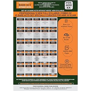 PROFESSIONAL\'S AIBE Exam 25 Bare Acts Set without Notes New Syllabus, Complete Set of 25 Books Combo per BCI Guidelines with 