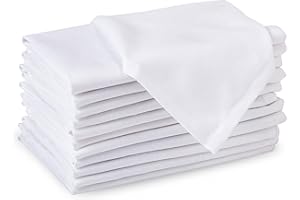 Encasa XO Tovaglioli di stoffa di cotone | Set da 12 | Misura 43x43 cm | Tinta unita Bianco intenso | Lavabile in lavatrice