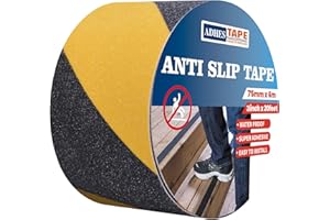 ADHES TAPE PURSUIT OF PERFECTION ADHES Non Slip Hazard Caution Tape, Safety Anti Slip Tape Roll, Strong Grip Warning Tape Floor Mats Sticker for Indoor Outdoor Walkway Stairs, Treads and Steps, Black/Yellow, 3In X 19.6Ft