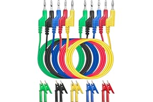 NETONDA 5 Stück Multimeter Messleitungen mit 10 Stück Krokodiklemmen, 4mm 5 Farben Isolierte Bananenstecker, Messleitungen für Multimeter Messkabel für Strommessgeräte, Multimeter Spannungsprüfer