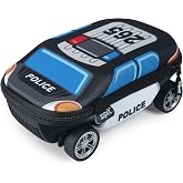 ZIPIT Pencil Case Police Car for Children, Wheels, Blue | Hard Pencil Case with Real Rolling Wheels, Inner Mesh Pocket, Holds