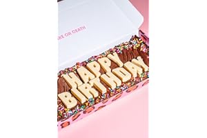 Cake or Death Happy Birthday Cake Brownie Box with 10 Freshly Baked Brownies | Letterbox Friendly Gooey Chocolate Brownies | Delicious Brownie Gift Box | Decadent Birthday Cakes for Delivery |
