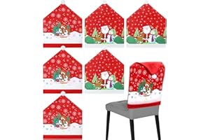 ITMNMNL Coprisedia Natalizi,Coprisedie Natalizie 6 Pezzi Coprisedie Natalizi,Coprisedie Cappello di Babbo Natale,Coprisedie Natalizie Copri Sedie Decorazione Natalizia Festa - 60×50cm