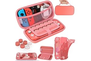 HEYSTOP Custodia compatibile per Nintendo Switch Lite, protezione per Switch Lite, custodia protettiva per display compatibile con Switch Lite con Thumb Grip -Rosa, Rosa, Borsa protettiva di