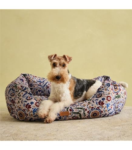 FatFace Spotty Bees Hundebett - Extra Tief Gefüllt, Marineblau, 61 Cm, Schmutzabweisend