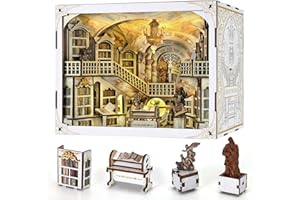 MiniCity Book Nook Kit, DIY Miniatur Puppenhaus Booknook Kit, 3D Holz Puzzle Buchstütze Bücherregal einfügen Dekor für Jugendliche und Erwachsene(Library of Gods Max)