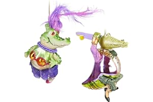 ‎BRUBAKER BRUBAKER Ozdoby Choinkowe Zestaw - Krokodyl Para Dama i Dżentelmen - Dystyngowana Tańcząca Para - Ręcznie Malowane Kule Bożonarodzeniowe z Szkła - Zabawa Aligator Dekoracja Choinki - 3 szt.