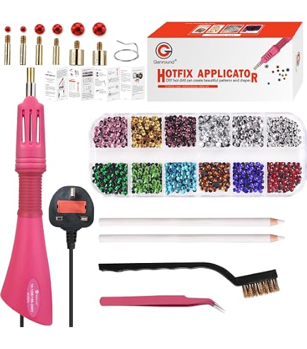 Lot De 500 Strass Thermocollants En Verre Rose Vif - Tailles Mélangées S06, S10, S16, S20 - Pour Tissu, Papier, DIY, Décoration - 3