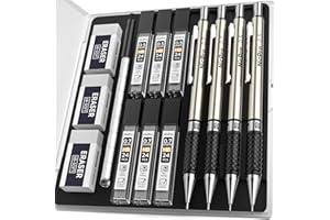 Nicpro Art Mechanical Pencil Set in Case, 4 PCS Metal Drafting Pencil 0.5 mm & 0.7 mm, Lead Pencil with 6 Tube HB Lead Refills, 3 Erasers, 9 PCS Eraser Refills for Artist Writing, Drawing, Sketching