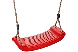 CHILDWOOD PLAY Kids Garden Swing Seat Replacement - Childrens Replacement Swing Seat with Adjustable Rope - Weather Resistant Plastic Outdoor Playground Accessory or Climbing Frame Accessories RED