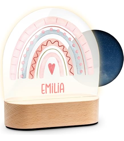 Personalisiertes LED Nachtlicht Für Kinder – Mit Namen, Blumenkranz-Design, USB-Betrieb