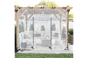 PXZYBD Bâche De PVC De 0,5mm,Rideau De Bâche Étanche Transparent Extérieur avec Porte À Fermeture Éclair,Pergola Gazebo Panneau Latéral De Bâche Claire Imperméable,avec Oeillets,W×H-2×2.2m(6.6 * 7.2ft)