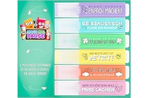 ‎MACH MAL PAUSE MACH MAL PAUSE® 6x Textmarker Pastell - das motivierend lustige Textmarker Set zum lernen u. markieren ist das Geschenk für Studenten Schüler Lehrer Kollegen - die Marker Stifte für Schule Büro