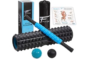 Fitem Foam roller Kit de Massage Profond - Rouleau de Massage - Mal de Dos - Courbatures Musculaires & Trigger Points - Récupération Sportive et Bien-être