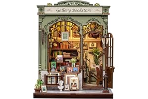 Cutefun Book Nook Kit - Maisons de poupées avec Éclairage à LED, Décor Créatif pour Maquette 3D, Cadeau Original pour Adolescents et Adultes Amateurs de Puzzles (Gellery Bookstore)