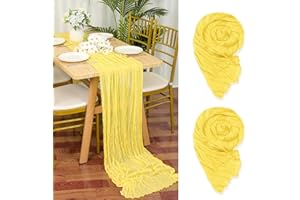YMHPRIDE 2 Pezzi Runner da Tavola in Garza Giallo Chiaro, 90 x 300cm Giallo Runner da Tavola per Formaggio per Matrimonio Addio al Nubilato Baby Shower Decorazioni Feste di Compleanno