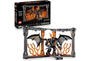LEGO Icons Le Seigneur des Anneaux : Book Nook du Balrog - Set de Construction - Décoration pour Étagère DIY - Minifigurine de Gandalf le Gris & Figurine de Dragon - Cadeau Collector pour Adulte 10367