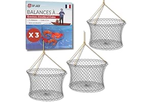 TAP JACK - Lot De 3 Nasses À Écrevisses - Grand Diamètre 40 Cm - Corde 4,5m - Épingle À Appât – pour Pêche en Lac, Rivière Ou Étang – Filets De Capture D’écrevisses, Crabes Et Crevettes