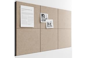 Bumusty Large Cork Board Alternative36 x24 Felt Bulletin Board Tiles, with 30 Pushpins, 40 Adhesive Tabs, 6Pack Slat Wall Paneling, Cork Boards for Office Push Pin Board Felt Board-Deep Camel