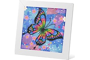HecticCore Diamond Painting Bambino Farfalla, Kit Completo di Ricamo Diamante 5D con Cornice in Legno, Pittura Diamante per Bambini Ragazze Adulti, Arte e Mestieri di Diamanti per Decorazione Murale