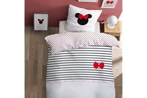 CTI Pościel z nadrukiem 100% bawełna, Disney Home Minnie Stripes 140x200 cm