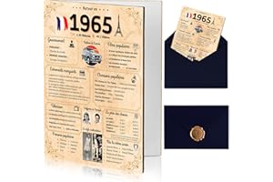 NALKEEZ® Carte Anniversaire 60 Ans, Idée Cadeau Homme, Femme, Couple, Original. Cadeau Humour Fête D’anniversaire. Enveloppe Et Sceau De Cire Inclus.Retour En 1965